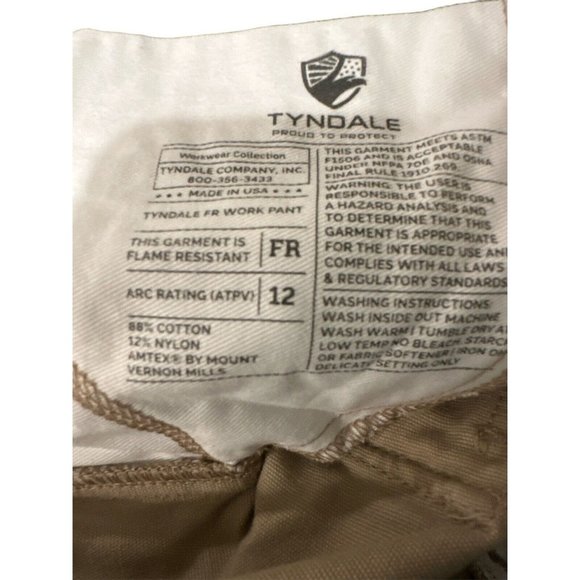 Tyndale‎ FRMC Khaki Canvas FR Pants 15 CAL/CAT 2 Fire Resistant Mens 42 X30. - Picture 5 of 6